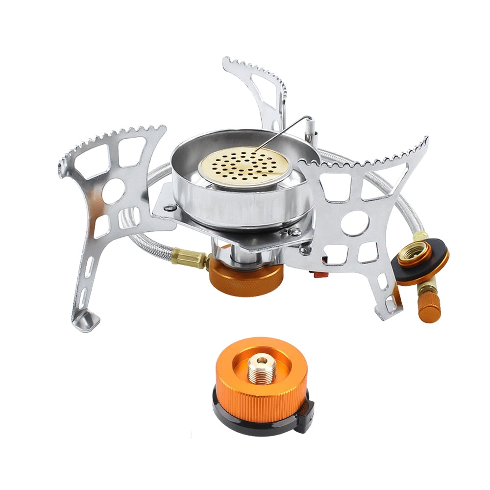 2021 New Outdoor Windproof Gas Stove Camping Gas Burner Folding Split Electronic