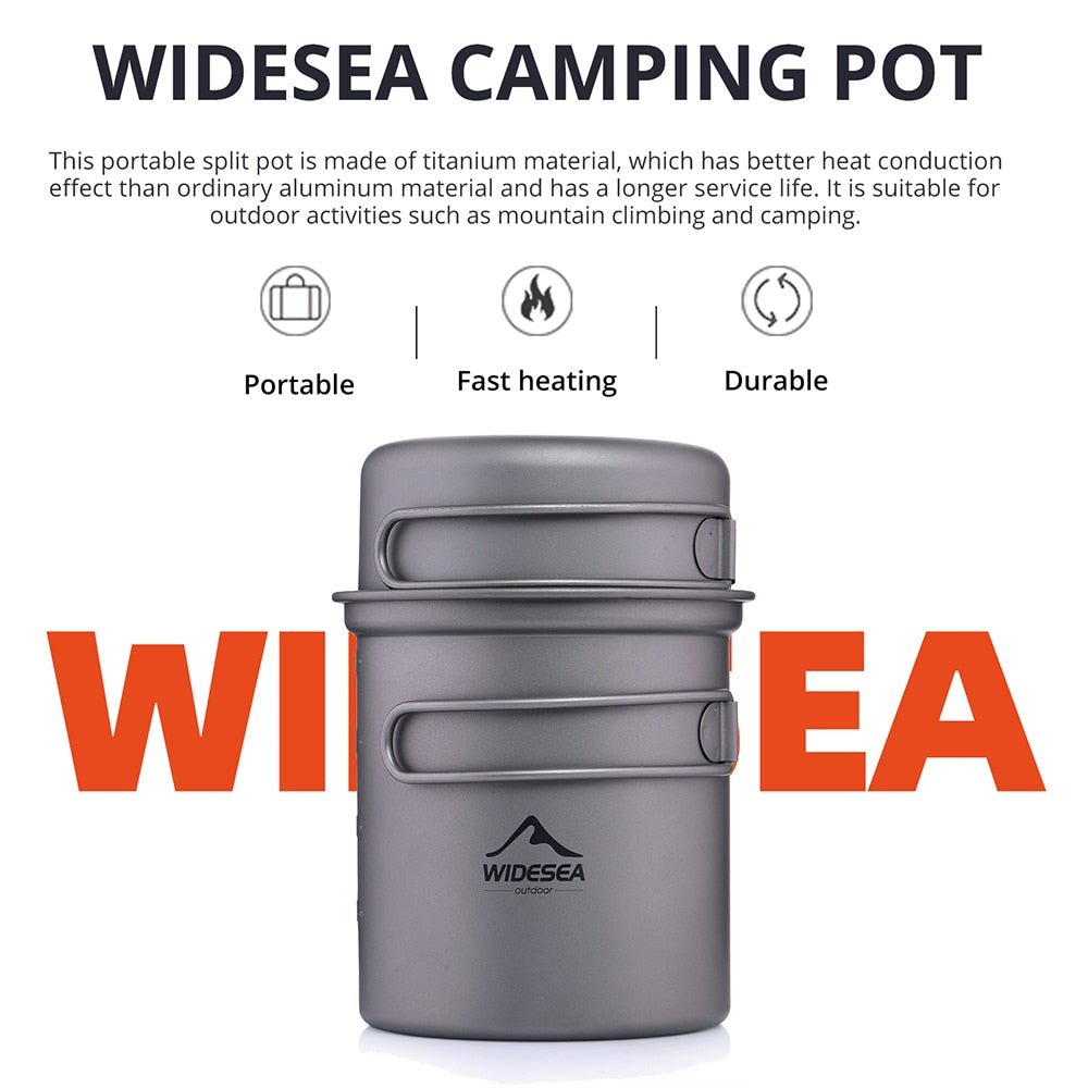 Widesea Titanium Cooking Pot Set Tableware for Camping Outdoor Cookware Supplies