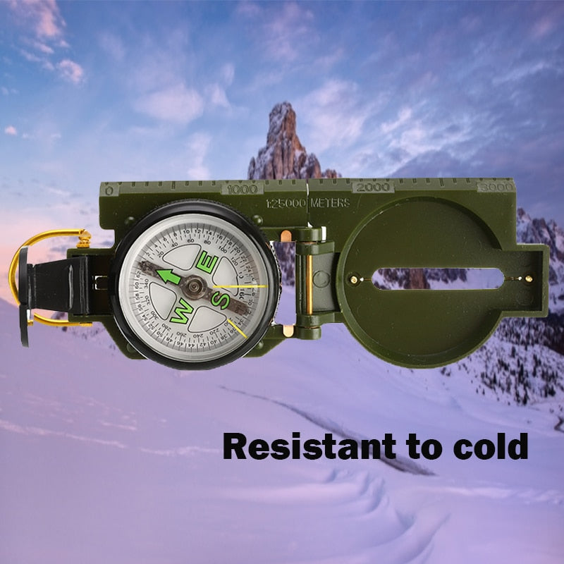 Portable Compass Military Outdoor Camping Folding Len Compass Army Green Hiking