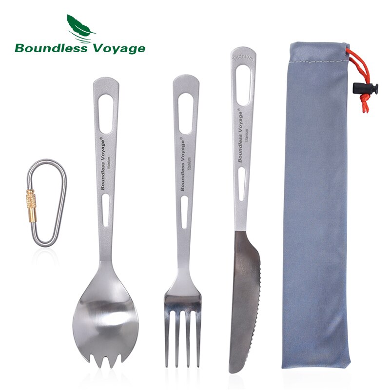 Boundless Voyage Titanium Camping Spoon Fork Portable Tableware Cutlery Flatware