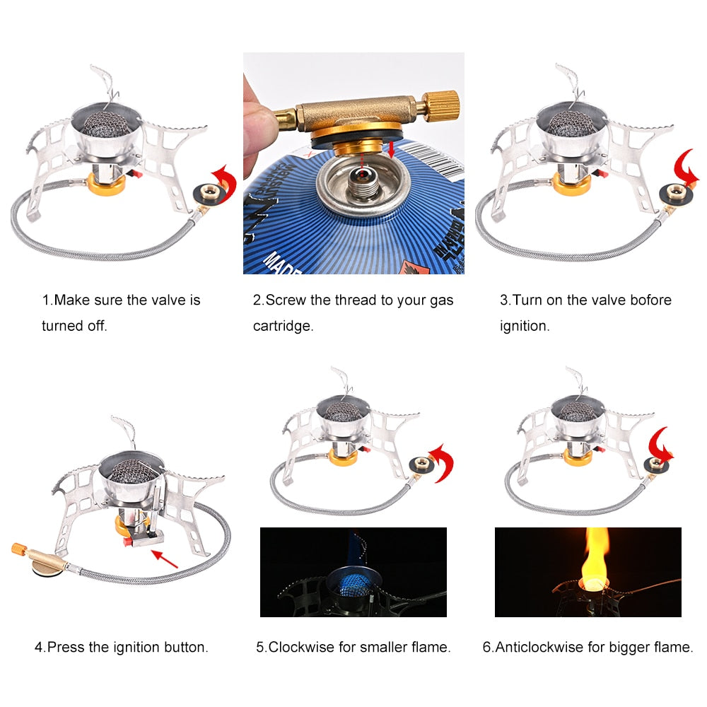 X-eped Camping Gas Stove Windproof Portable Outdoor Backpack Stove Folding Lighter