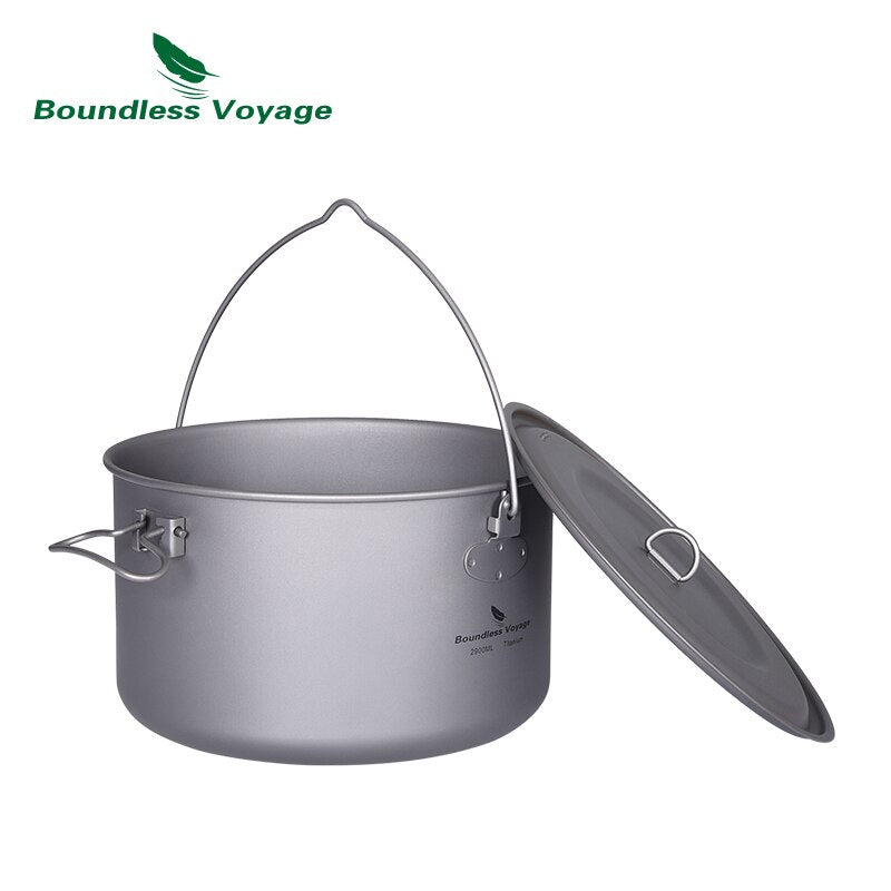 Boundless Voyage 2900ml 1950ml 1300ml Big Capacity Titanium Camping Pot Water Cup