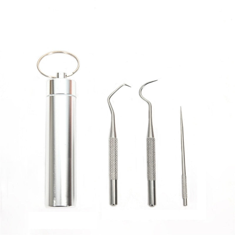 Outdoor EDC Toothpick Bottle Fruit Fork Stainless Steel Toothpick With Protective Case