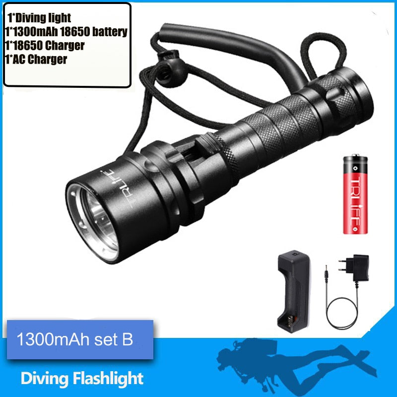 15000LM Professional Scuba Diving Light L2 Waterproof IPX8 Underwater 200 Meter LED