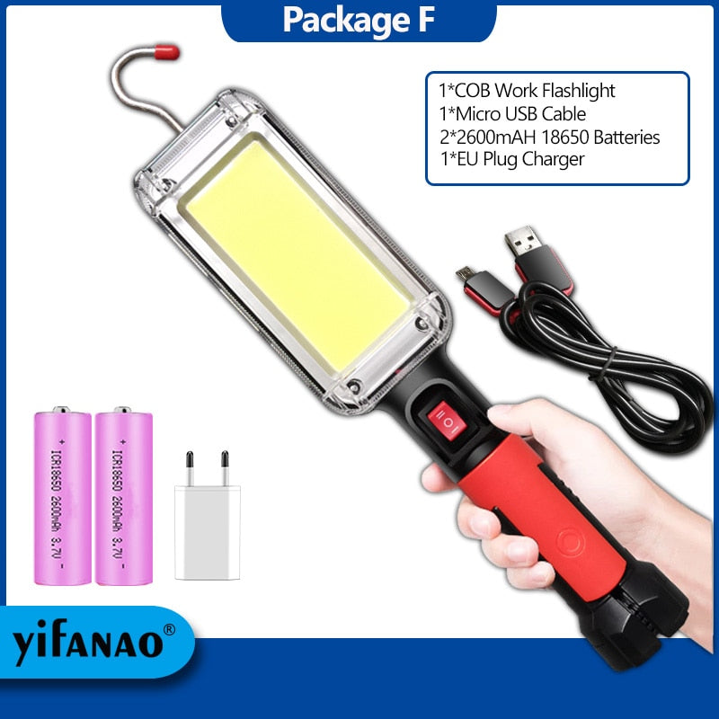 LED Work Light Powerful Portable Lantern Hook Magnet Camping Lamp COB USB