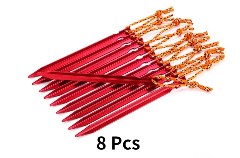 Jungle King 8 Pcs Aluminument Tent Pegs Nail with Rope Camping Hiking Equipment Outdoor