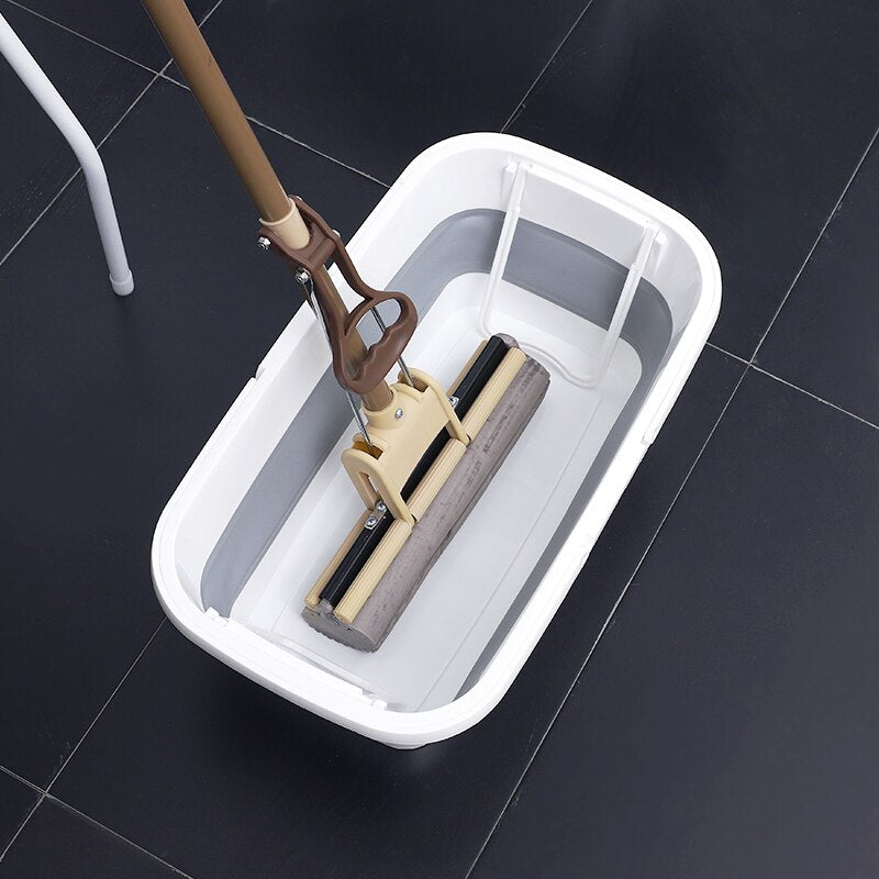 Folding Wash Silicone Mop Bucket Portable Handle Household Cleaning Tools