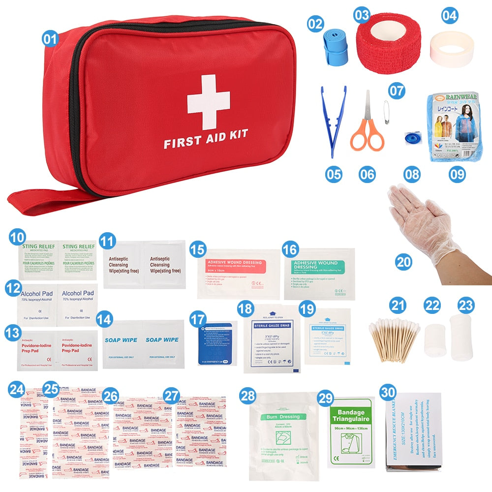 Portable 100 180 Pcs Emergency Survival Set First Aid Kit for Medicines Outdoor