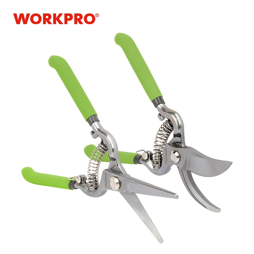 WORKPRO 2PC Pruning Shears Set 8&quot;Pruner and 8&quot;Garden Scissors