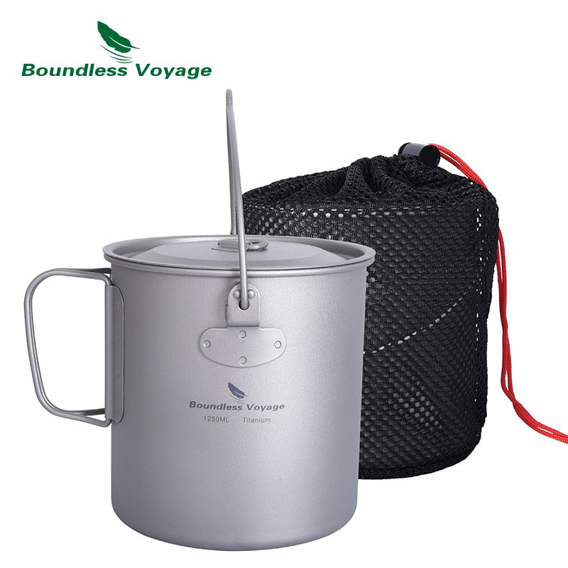 Boundless Voyage Camping Cup Titanium Mug Outdoor Pot Lightweight Cookware Picnic