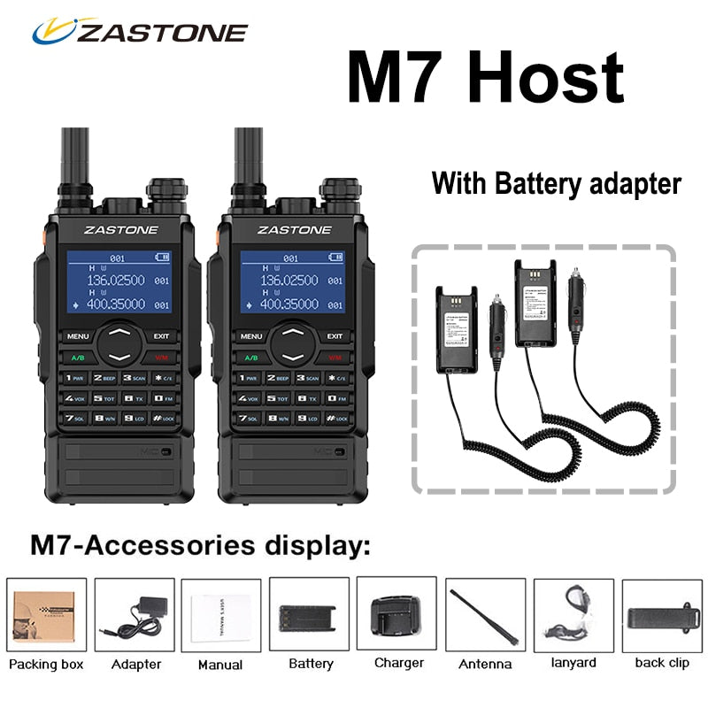 2PCS M7 Zastone Walkie Talkie uhf vhf Two Way Radio 5W Dual band walkie