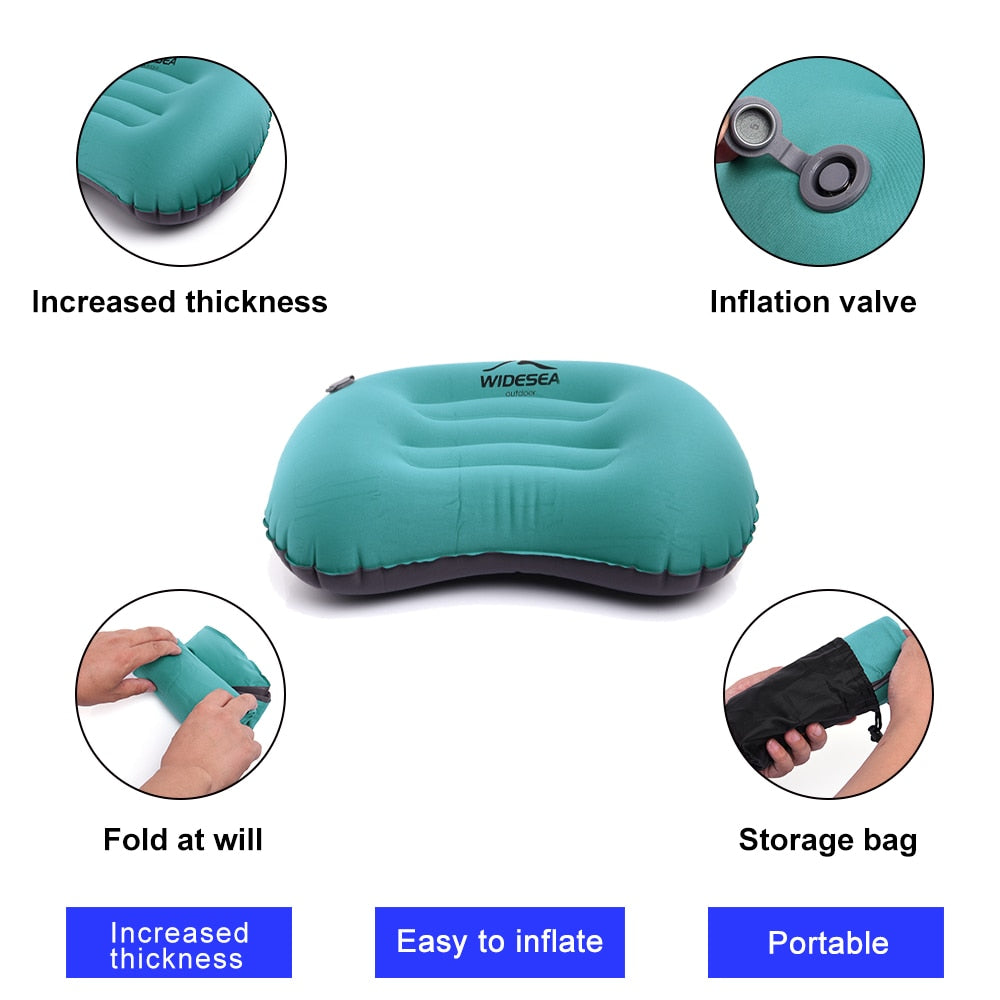 Widesea Portable Inflatable Pillow Camping Equipment  Compressible Folding