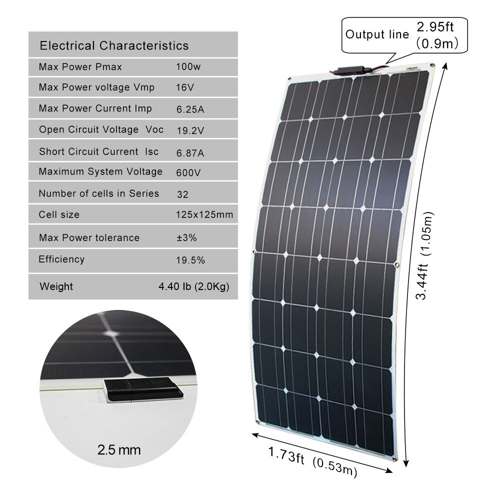 Solar panel kit and 300w 200w 100w flexible solar panels 12v 24v high efficiency battery