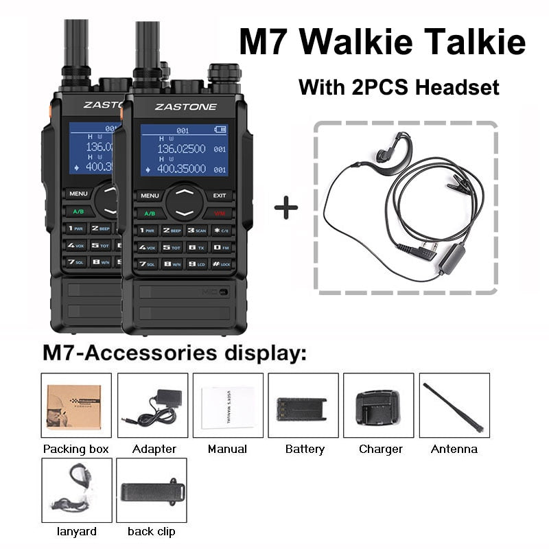 2PCS M7 Zastone Walkie Talkie uhf vhf Two Way Radio 5W Dual band walkie