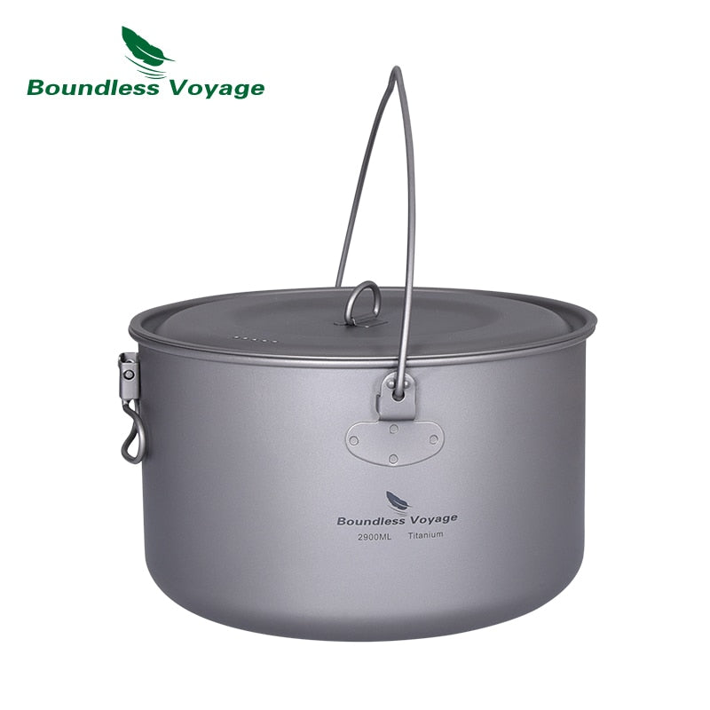 Boundless Voyage 2900ml 1950ml 1300ml Big Capacity Titanium Camping Pot Water Cup