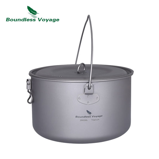 Boundless Voyage 2900ml 1950ml 1300ml Big Capacity Titanium Camping Pot Water Cup