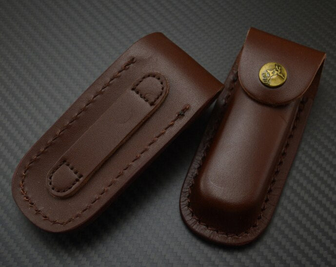 1piece Brown Fold Knife Tool Flashlight Belt Loop Case Holder Leather Sheath Pocket