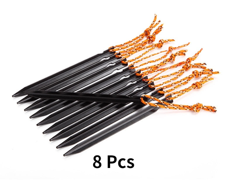 Jungle King 8 Pcs Aluminument Tent Pegs Nail with Rope Camping Hiking Equipment Outdoor