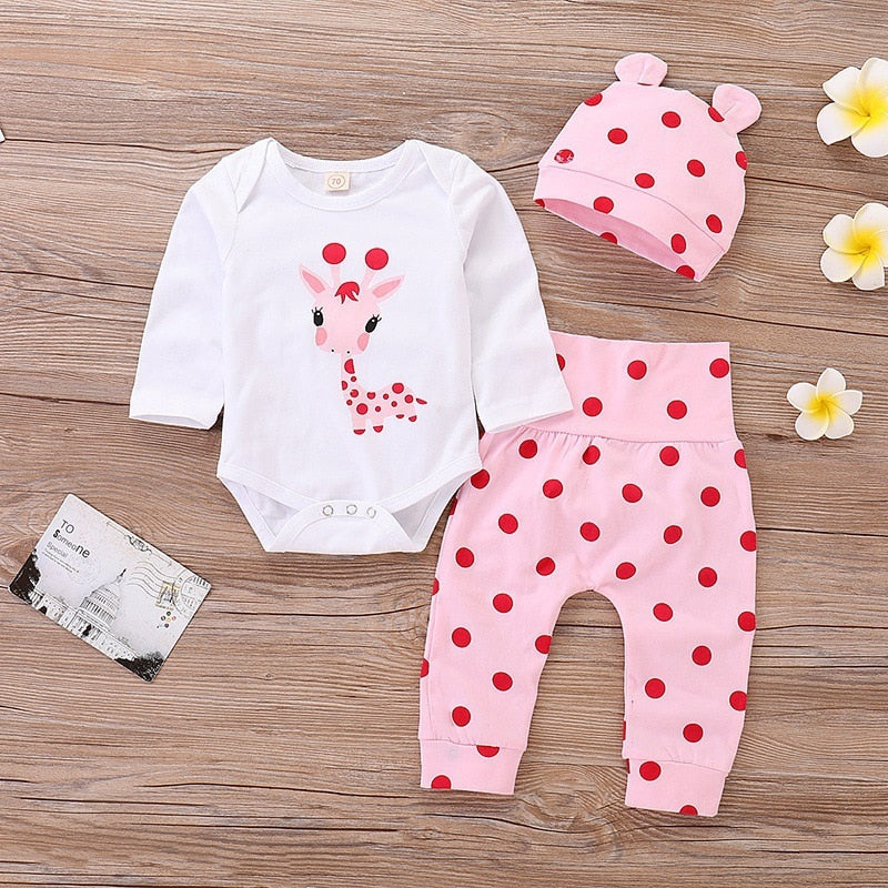 Spring Fall Cotton Newborn Baby Girl Clothes 0-3 Months Polka Dot Unisex Infant Clothes