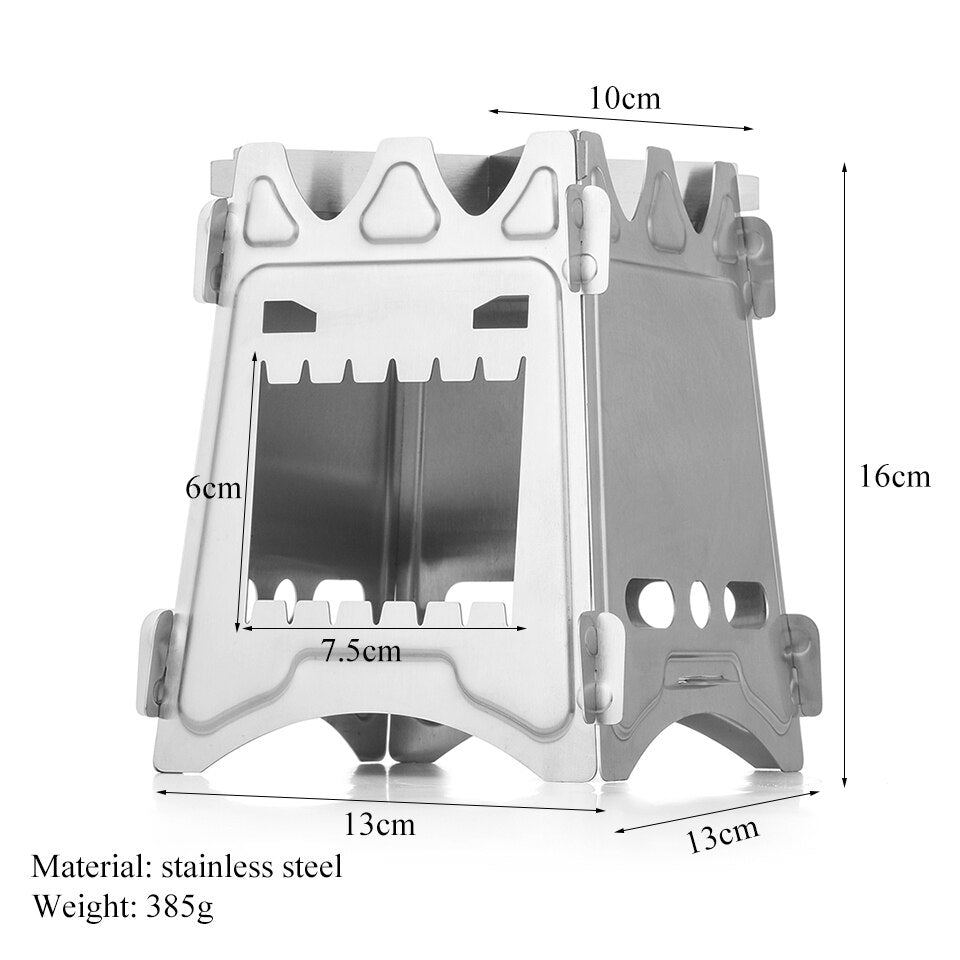 Camping Stove Stainless Steel Backpacking Stove Potable Wood Burning Stoves for Picnic