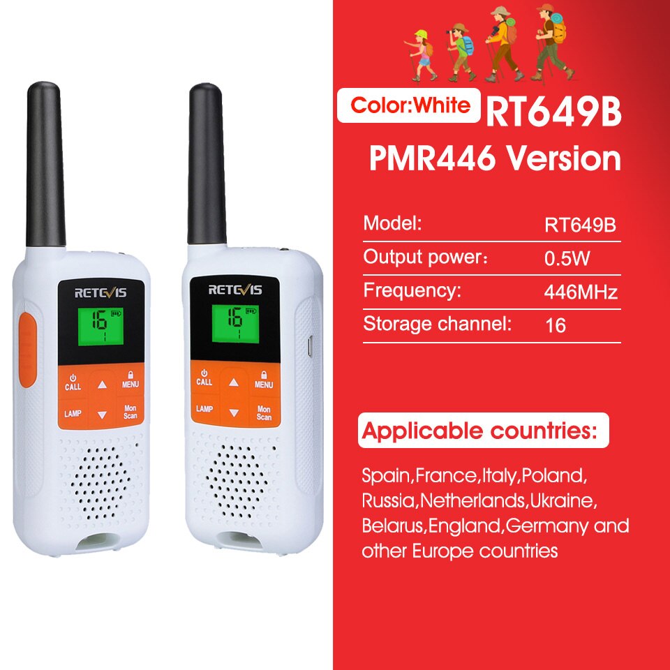 Retevis RT649B Walkie Talkie 2 or 4 pcs PMR446 Walkie-talkies 1.8km for Motorola