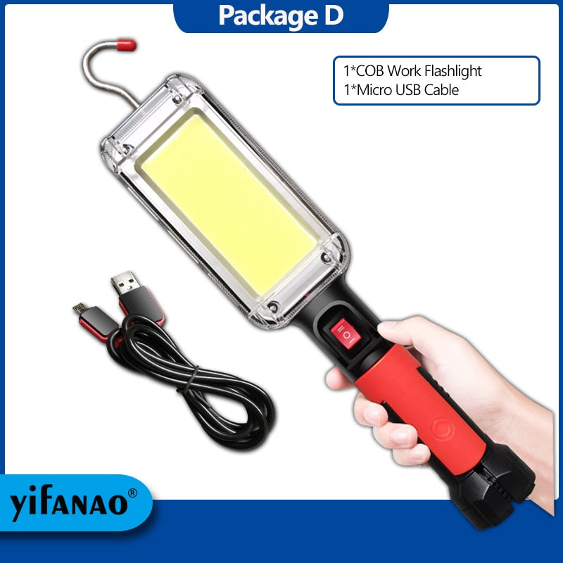 LED Work Light Powerful Portable Lantern Hook Magnet Camping Lamp COB USB