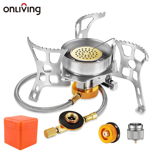 ONLIVING Outdoor Windproof Gas Stove Camping Gas Burner Folding Split Electronic