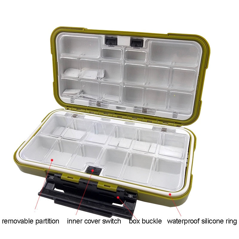 2022 Fishing Waterproof Fishing Tackle Box Double-Sided Opening and Closing Bait Box