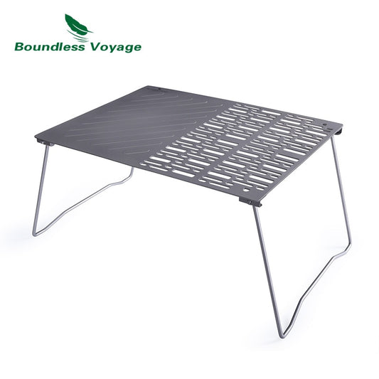 Boundless Voyage Titanium Charcoal BBQ Grill Net with Folding Legs for Camping Beach