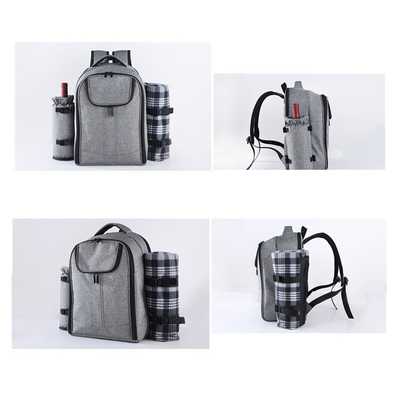 Picnic Backpack Basket Portable Cooler Insulated Fridge Box Travel Lunch BBQ