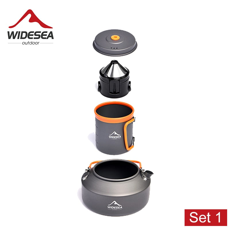 Widesea Camping Coffee Cookware Set Outdoor Tableware Equipment Mug  Kettle Pot