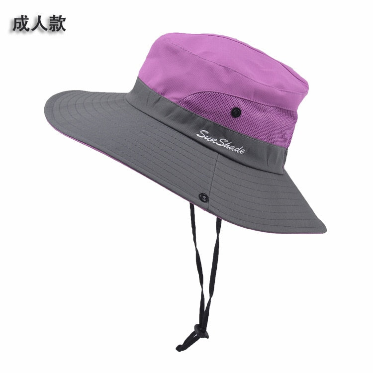 New Parent-child Fishing Hat Outdoor UV Protection UPF 50+ Sun Hat Bucket Hat Women