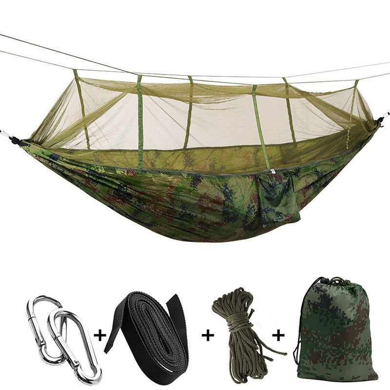 1-2 Person Portable Outdoor Camping Hammock with Mosquito Net High Strength