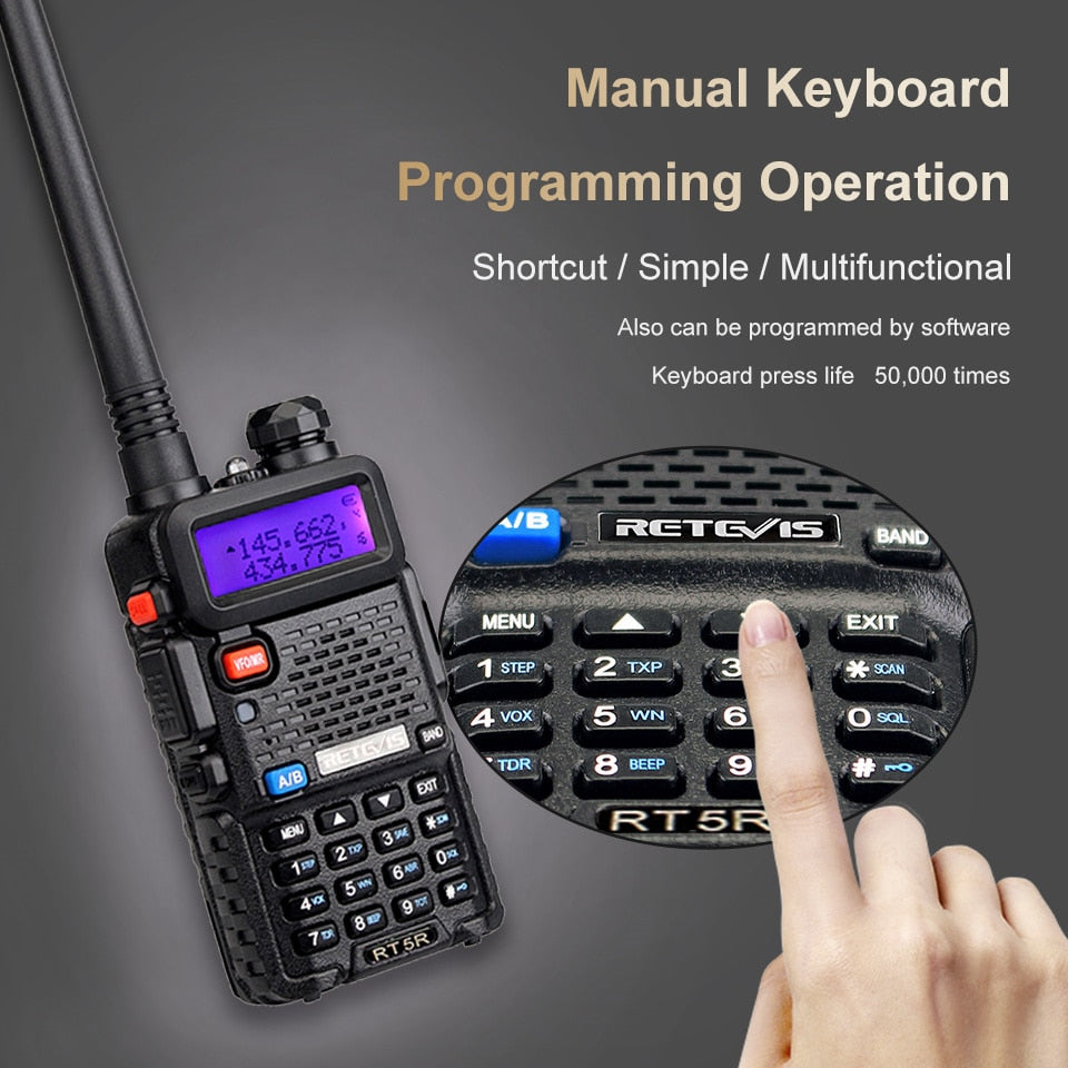 RETEVIS RT5R Handy Walkie Talkie 5W VHF UHF USB Ham Amateur Two-Way Radio