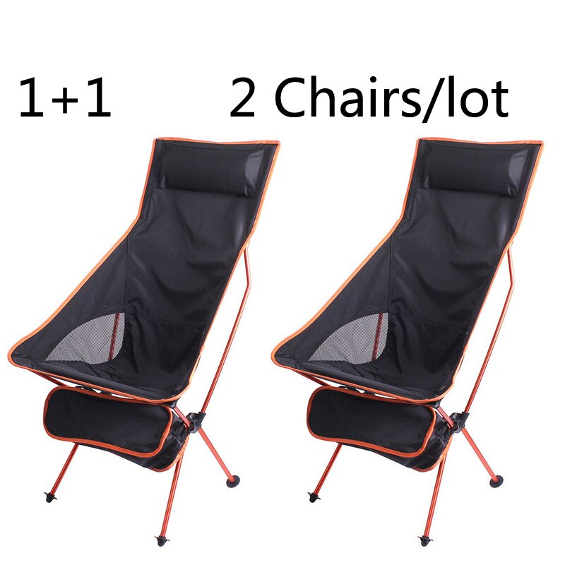 2 PCS Portable Ultralight Outdoor Folding Camping Chair Moon Chairs Tools