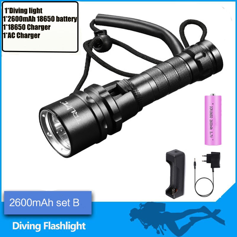 15000LM Professional Scuba Diving Light L2 Waterproof IPX8 Underwater 200 Meter LED