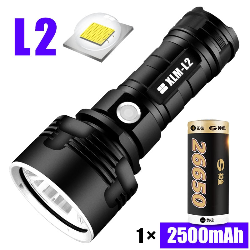 Super Powerful LED Flashlight L2 XHP50 Tactical Torch USB Rechargeable Linterna Waterproof