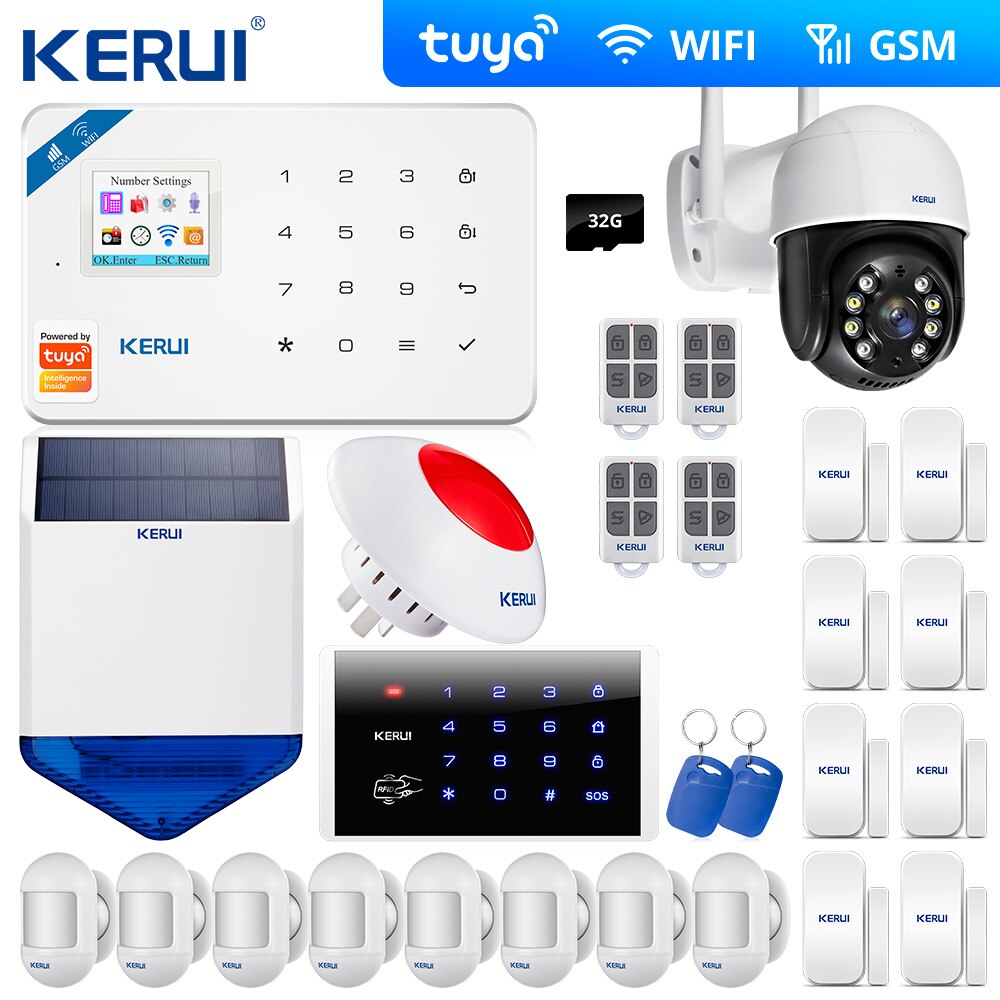 Latest Tuya Alarm W181 Wireless Wifi GSM  Home Alarm Kit APP Control LCD SMS Burglar