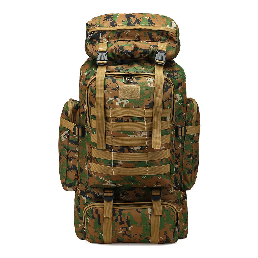 80L Waterproof Molle Camo Tactical Backpack Military Army Hiking Camping Backpack