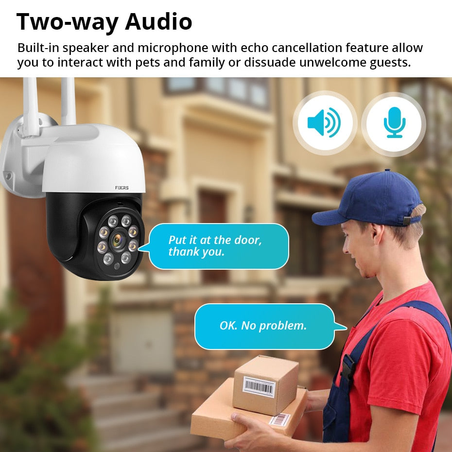 Fuers 1080P 3MP IP Camera Tuya Smart Outdoor Home Security Auto Tracking AI Human