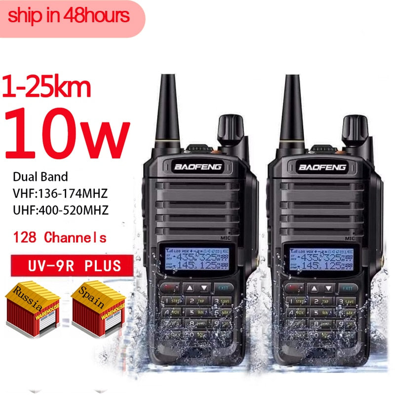 1/2pcs High power 10W 4800mah BaoFeng UV-9R plus  two way radio VHF UHF