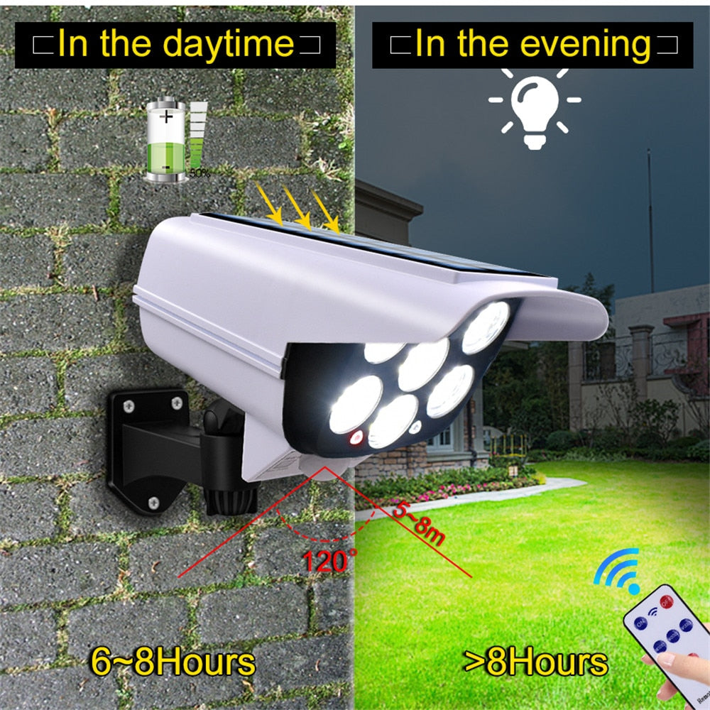 77 LED Solar Light Motion Sensor Security Dummy Camera Wireless Flood Light IP65