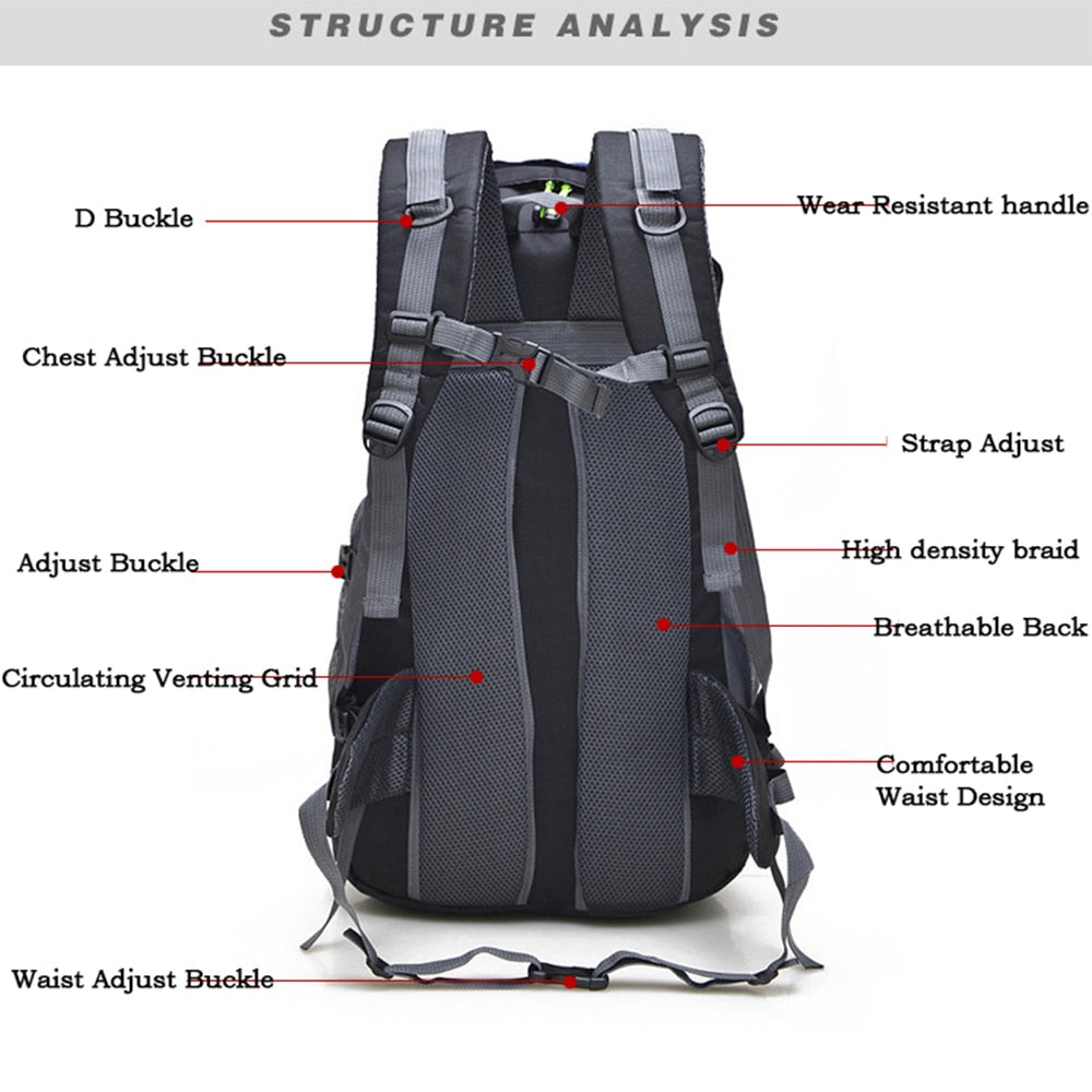 50L Hiking Backpack Climbing Bag Outdoor Rucksack Camping Trekking