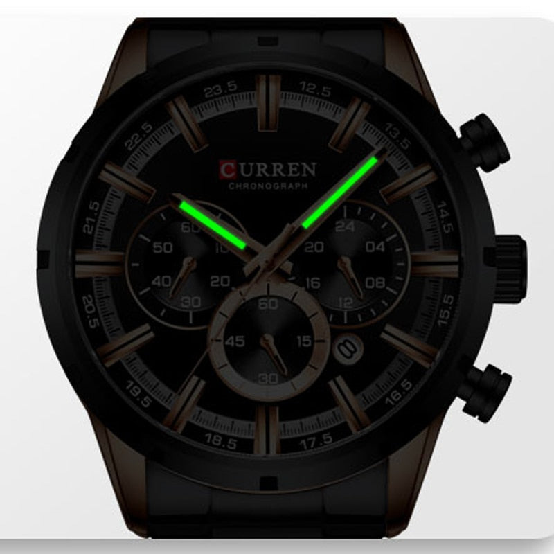 CURREN New Fashion Watches with Stainless Steel Top Brand Luxury Sports Chronograph