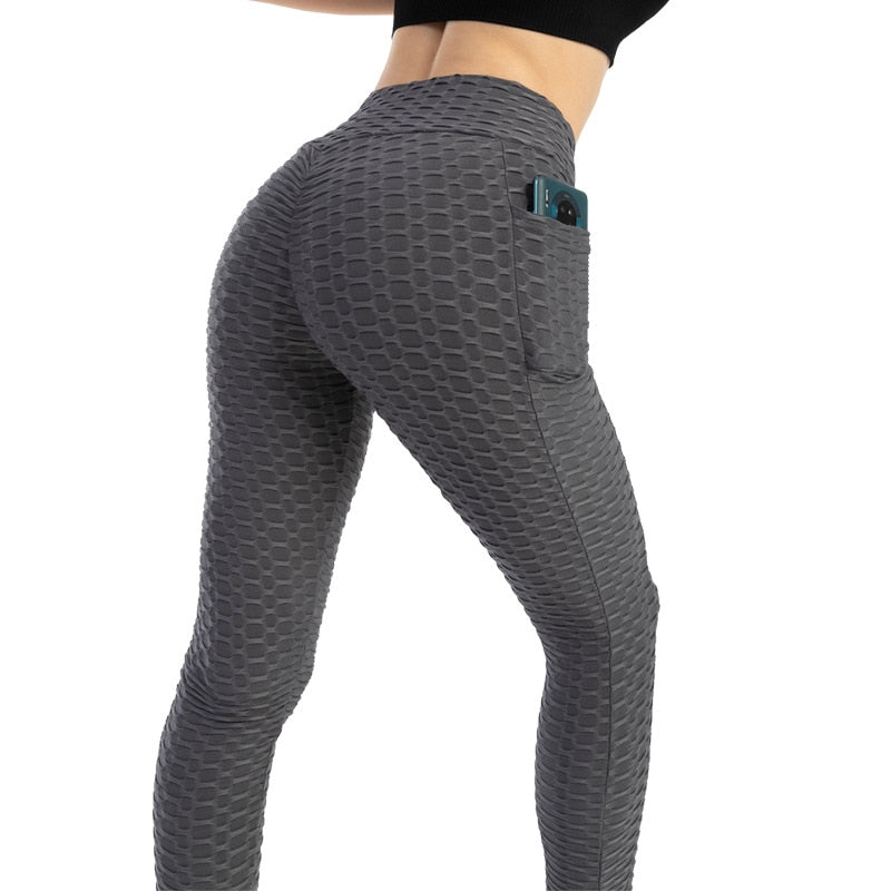 New Anti-Cellulite Pocket Leggings Women Workout High Waist Push Up Legging Running