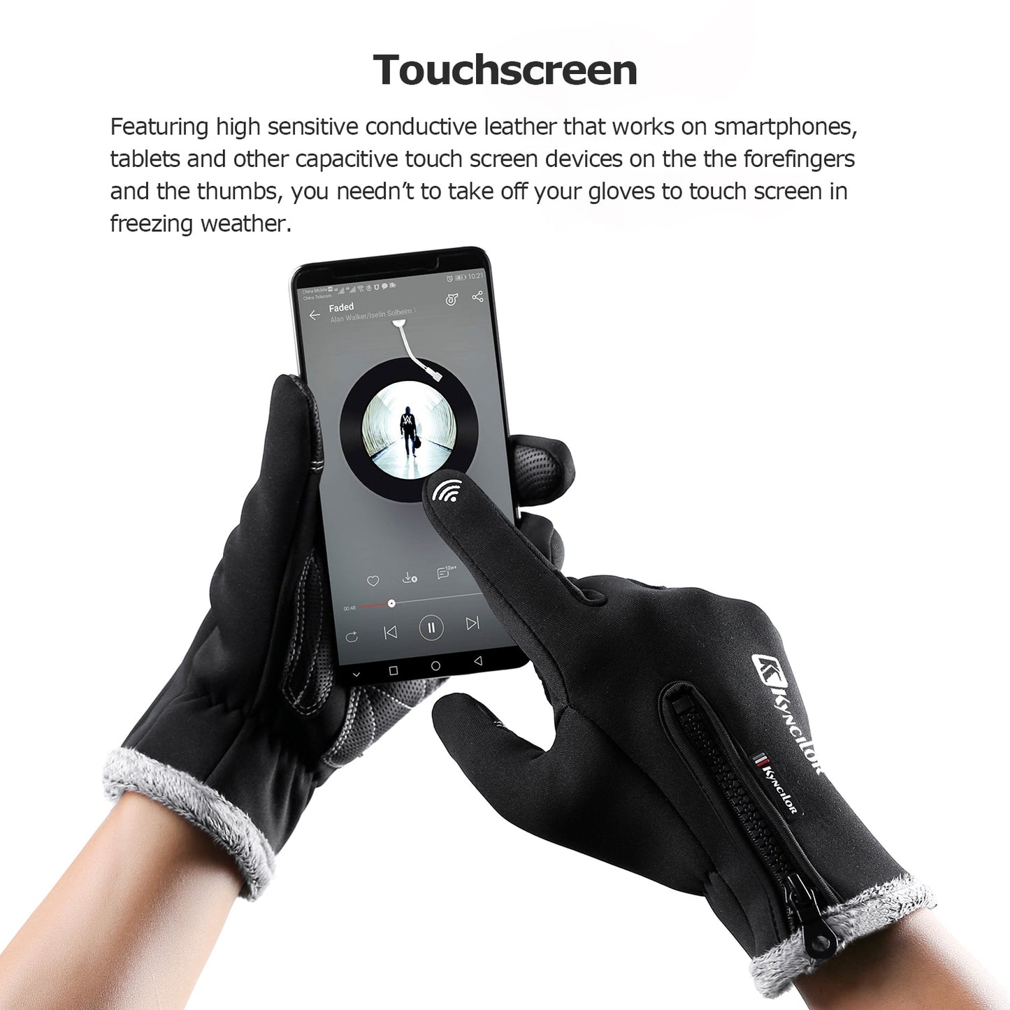 Winter Themal Touchscreen Gloves Anti-Slip Windproof Cycling Gloves w/ Fleece Lining