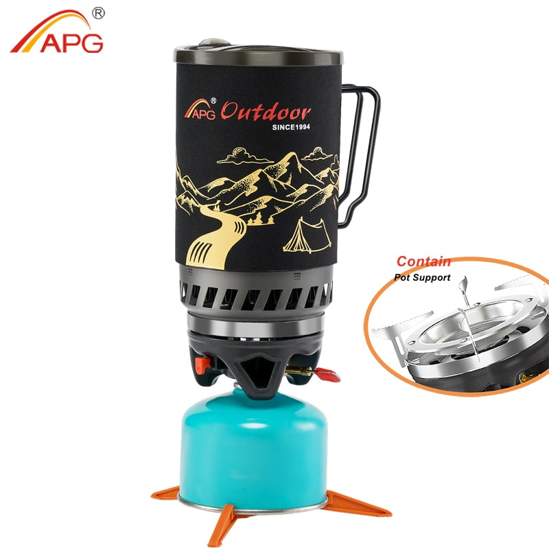 APG Portable Cooking System Outdoor Hiking Stove Heat Exchanger Pot Propane Gas