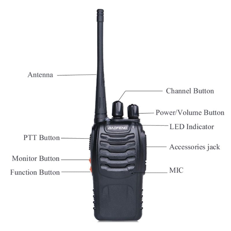 4/2/1PCS Baofeng 888S Walkie Talkie BF-888S 5W Ham Two-way radio set UHF 400-470MHz