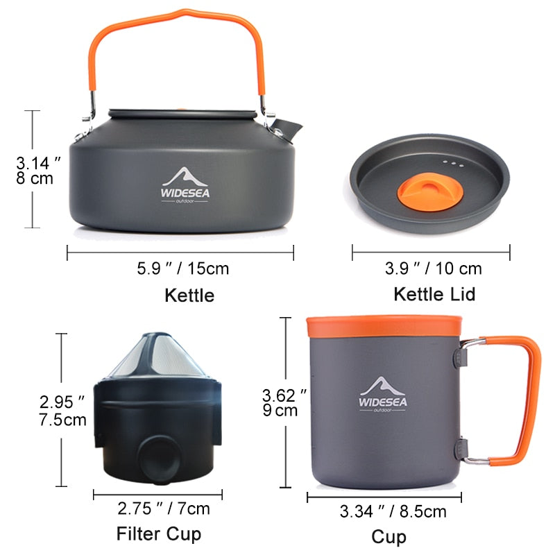 Widesea Camping Coffee Cookware Set Outdoor Tableware Equipment Mug  Kettle Pot