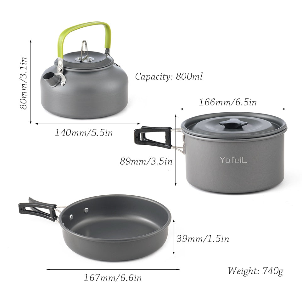 Camping Pot 308 Aluminum alloy Pot Set Ultralight Pure Titanium Pot Set Camping Stove